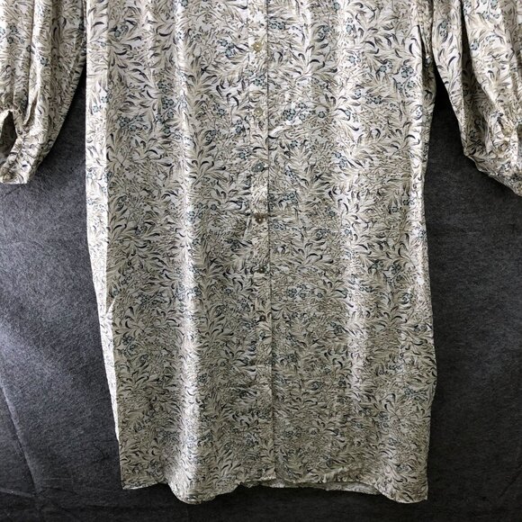 H&M Long Sleeve Maxi Shirt Dress Womens M Balloon Sleeve Floral Beige Shift - Picture 4 of 9